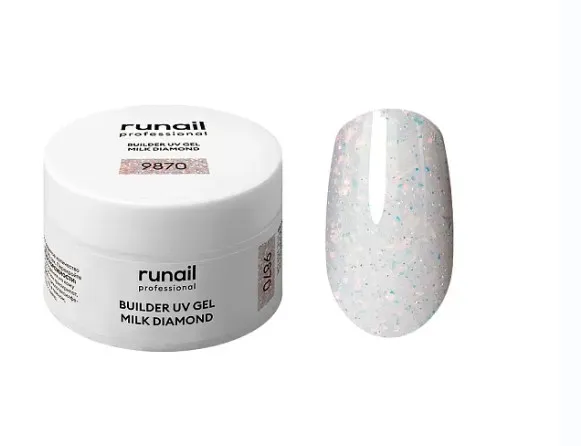Моделирующий УФ-гель светоотражающий BUILDER UV GEL MILK DIAMOND, 15г №9870 ЧЗ
