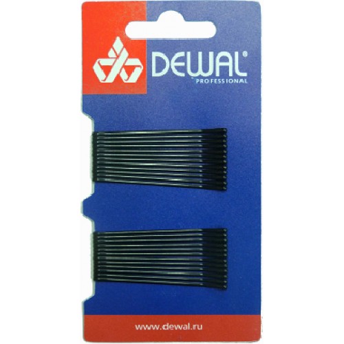 SLN50P-1/24 Невидимки DEWAL черные, прямые 50 мм, 24 шт/уп