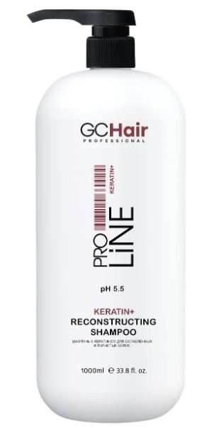 Шампунь с Кератином для ослабленных и пористых волос 1000мл GC HAIR, ЧЗ