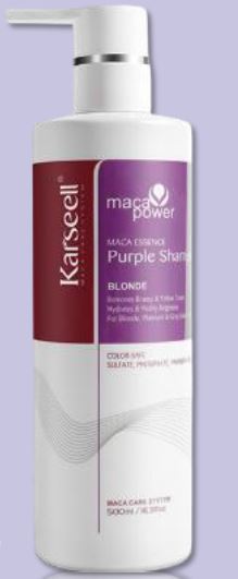 Шампунь нейтрализатор желтизны для блондинок 500мл Karseell MACA ESSENCE PURPLE