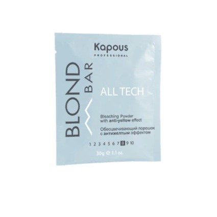 Обесцвечивающий порошок All tech с антижелтым эффектом Blond Bar 30г Kapous