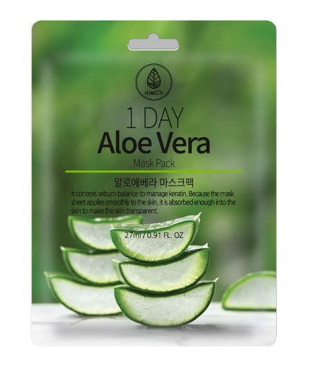 Маска тканевая с экстрактом алоэ вера / Med B 1 Day Aloe Vera Mask Pack 27 мл