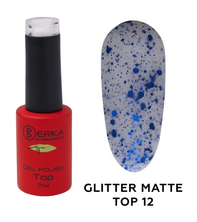 Топ rubber glitter matte №12 7мл Berka