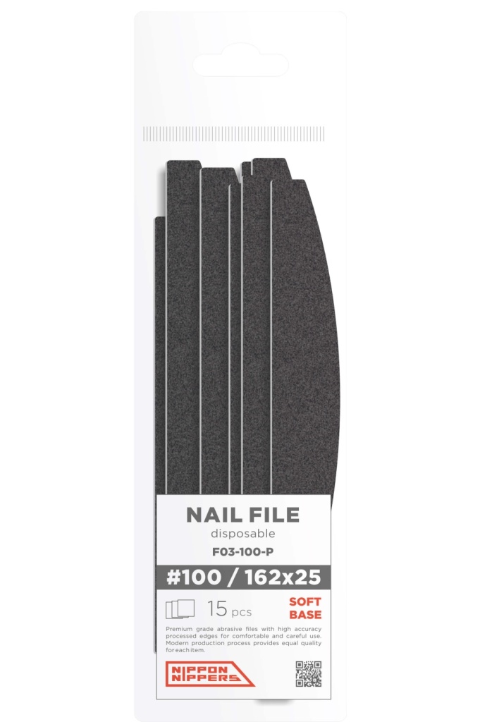 Файлы сменные, 100 грит, 162*25мм (15шт) Полуовал Вспененная основа NN_F03-100-P Nippon Nippers