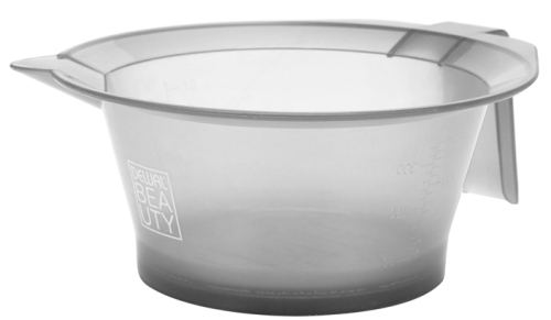 DBHS47gray/transparent Чаша для краски  Dewal Beauty с резинкой на дне, серая  прозрачная 