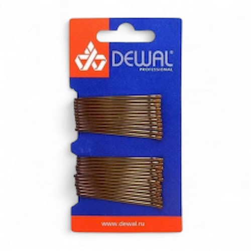 SLN50P-3/24 Невидимки DEWAL коричневые, прямые 50 мм, 24шт/уп