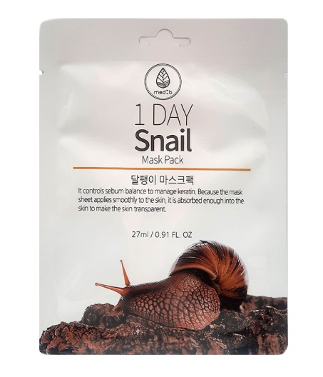 Маска тканевая с экстрактом муцина улитки / Med B 1 Day Snail Mask Pack 27 мл