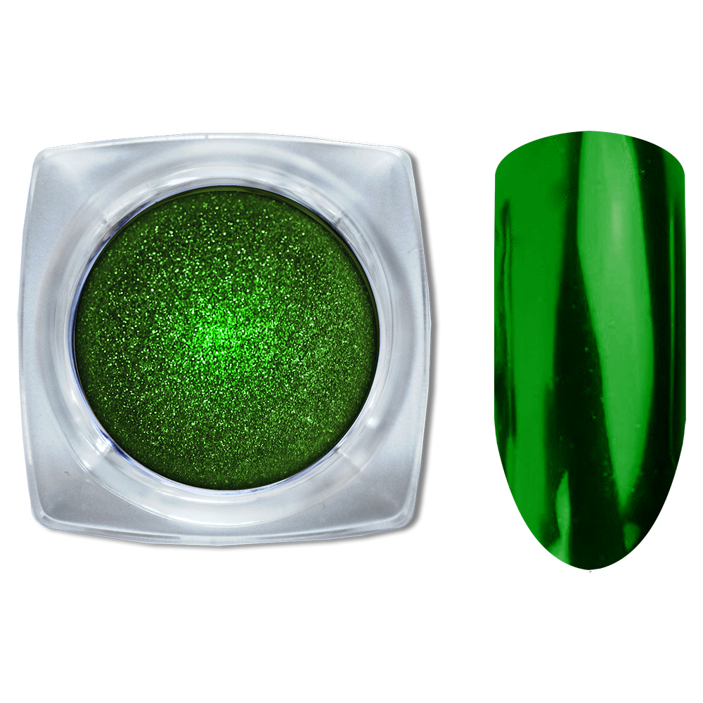 Зеркальный блеск 10 Хром втирка для ногтей Темно-Зеленый Cosmake