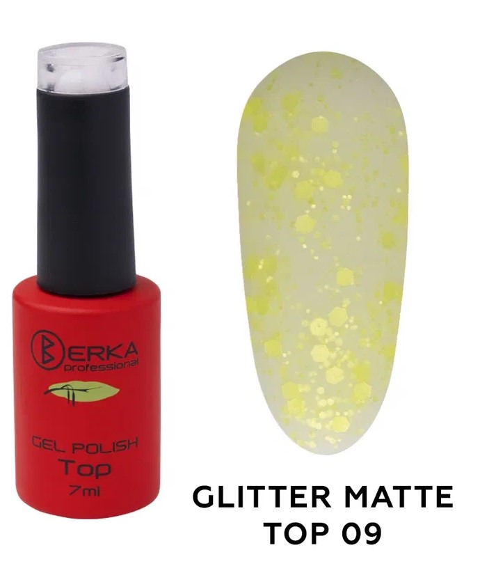 Топ rubber glitter matte №09 7мл Berka