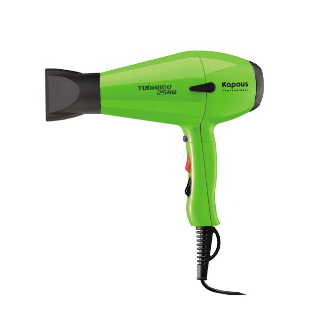 Фен профессиональный для укладки волос "Tornado 2500" Kapous, зеленый