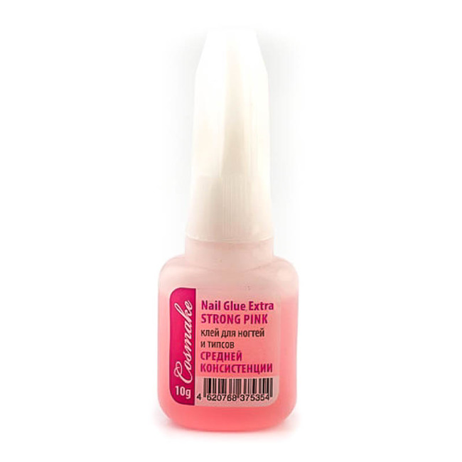 Клей розовый (густой) для ногтей и типс с кисточкой 10г Cosmake
