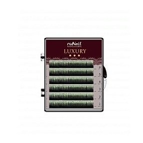 Ресницы для наращивания Luxury, Ø 0,1 мм, Mix C, (№10,12,14), цвет: черно-зеленый, 6 линий RuNail