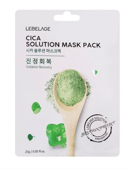 Маска тканевая для лица с центеллой азиатской / Lebelage Cica Solution Mask Pack 25 гр
