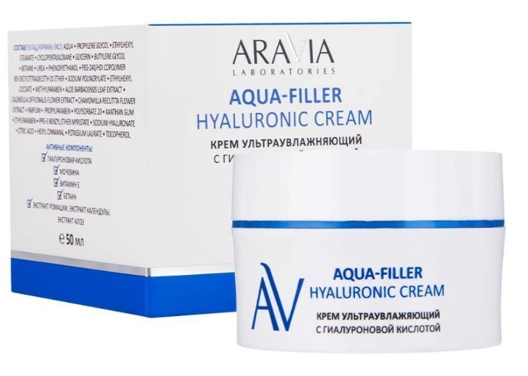 ARAVIA Laboratories Крем ультраувлажняющий с гиалуроновой кислотой Aqua-Filler Hyaluronic Cream, 50 