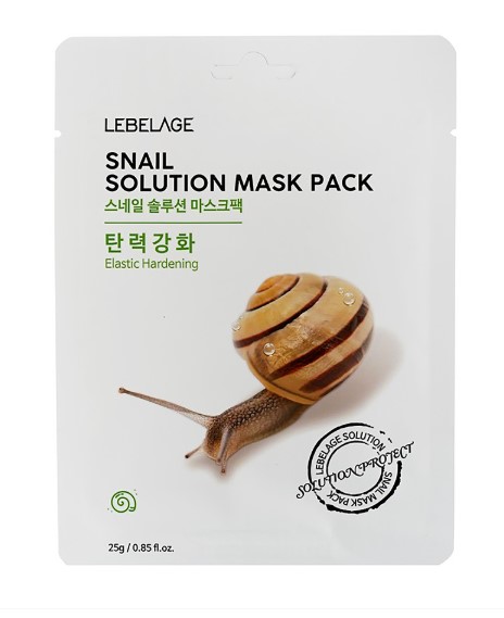Маска тканевая для лица Муцин улитки / Lebelage Snail Solution Mask Pack 25 гр