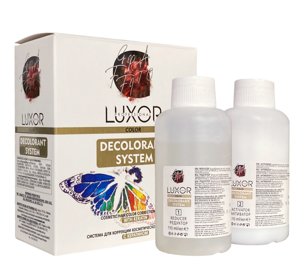Система для коррекции косметического цвета волос с кератином 2х110 мл. LUXOR Professional