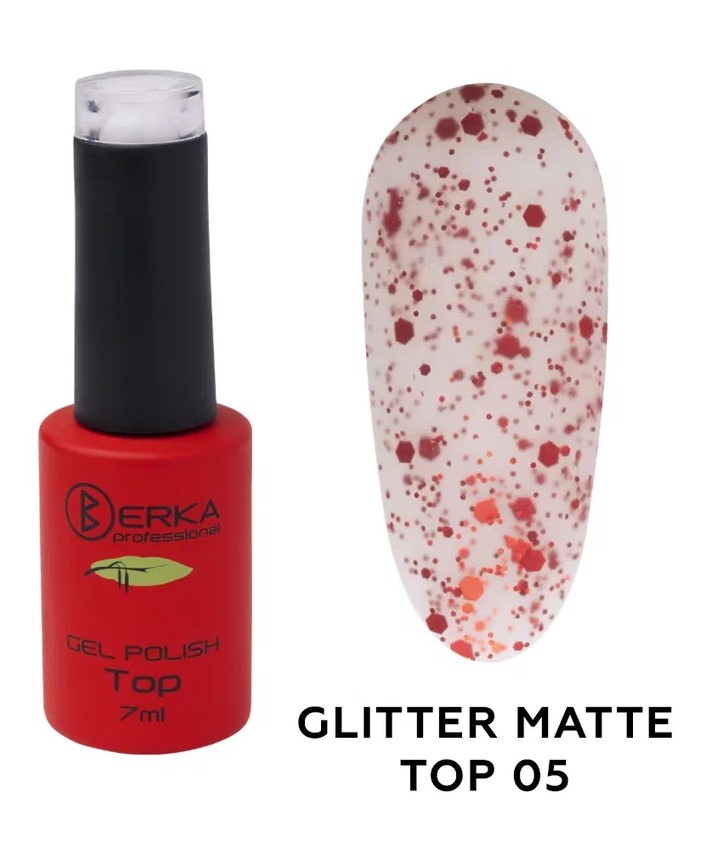 Топ rubber glitter matte №05 7мл Berka