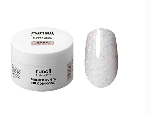 Моделирующий УФ-гель светоотражающий BUILDER UV GEL MILK DIAMOND, 15г №9870