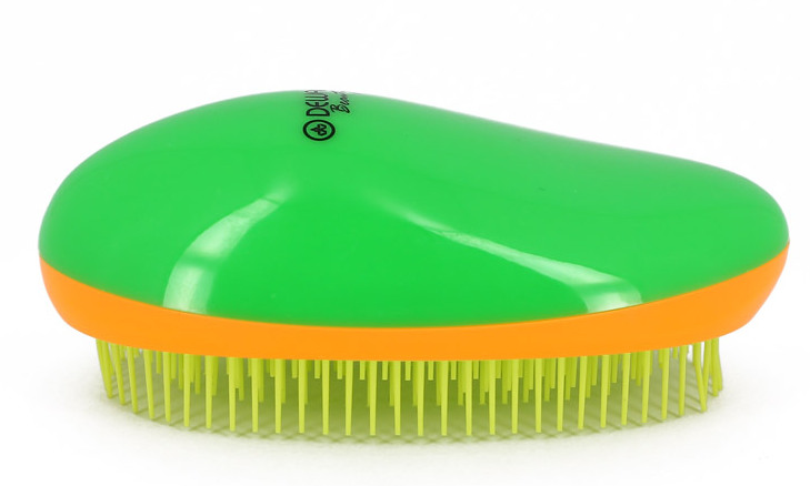 DBT-01 Щетка массажная DEWAL BEAUTY для легкого расчесывания волос,овальная, цвет зелено-оран-желт