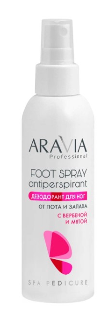 Дезодорант для ног с вербеной и мятой FOOT SPRAY Antiperspirant, 150мл ARAVIA Professional