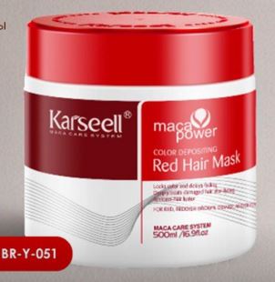 Маска тонирующая красная 500мл Karseell MACA ESSENCE COLOR DEPOSITION RED HAIR MASK