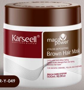 Маска тонирующая коричневая 500мл Karseell MACA ESSENCE COLOR DEPOSITION BROWN HAIR MASK