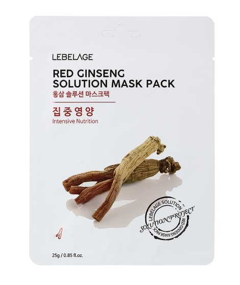 Маска тканевая для лица Красный женьшень / Lebelage Red Ginseng Solution Mask 25 гр