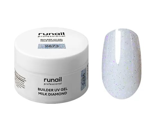 Моделирующий УФ-гель светоотражающий BUILDER UV GEL MILK DIAMOND, 15г №9873