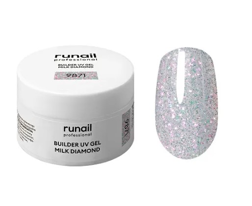 Моделирующий УФ-гель светоотражающий BUILDER UV GEL MILK DIAMOND, 15г №9871